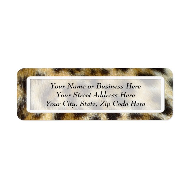 Leopard Päls Print Returetiketters Returadress Etikett (Framsidan)