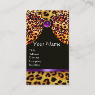 LEOPARD PÄLS RIBBON,LILA BLACK GEMSTONE MONOGRAM VISITKORT