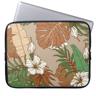 Leopard päls tropical löv hibiscus-blommor laptop fodral