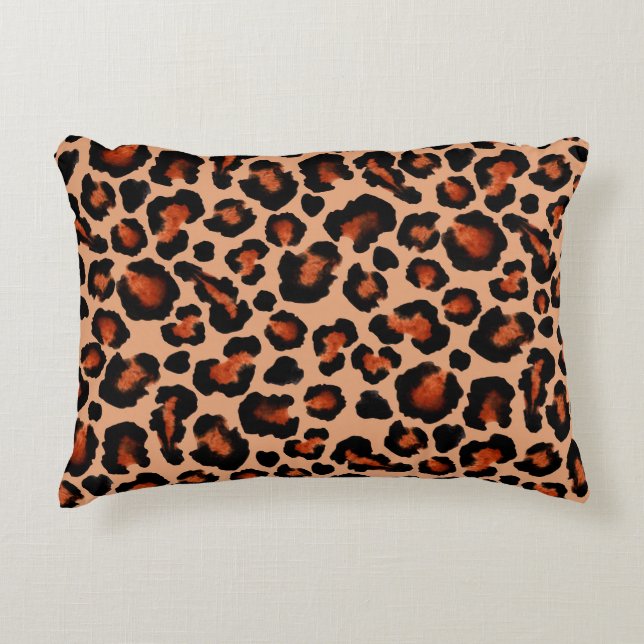 Leopard päls, vattenfärg, sömlös bakgrund. prydnadskudde (Framsidan)
