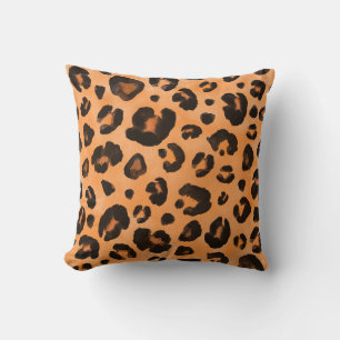Leopard päls, vattenfärg, sömlös struktur. kudde