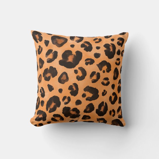 Leopard päls, vattenfärg, sömlös struktur. kudde (Framsida)