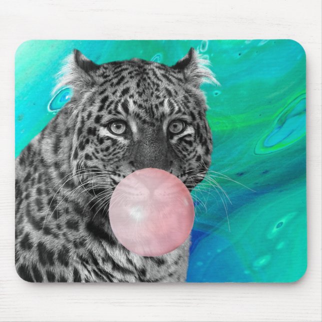 Leopard Panther Black White Rosa Bubble Gum Blue Musmatta (Framsidan)