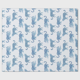Leopard Parad i Blue och White Presentpapper