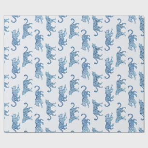 Leopard Parad i Blue och White Presentpapper
