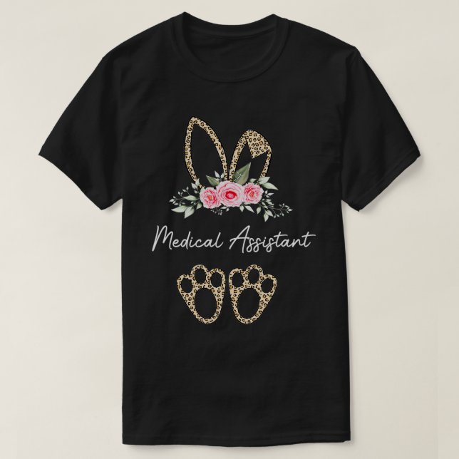 Leopard Påskhare Medical Assistant Lycklig Easte T Shirt (Design framsida)