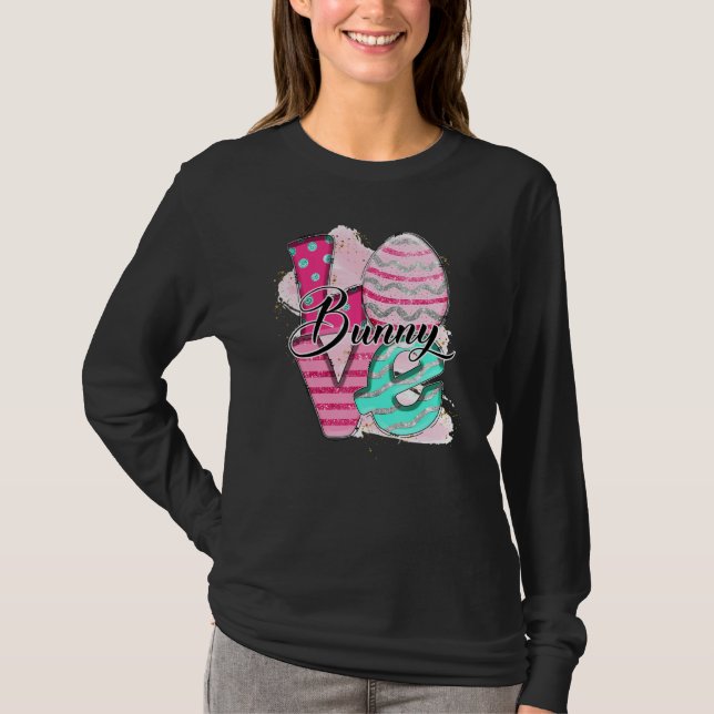 Leopard Påskhare Rabbit Påskägg Kärlek Lycklig T Shirt (Framsida)