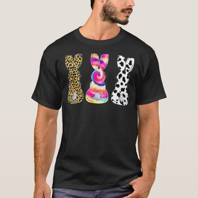 Leopard Påskhare Rabbit Trio Cute Glad påsk T Shirt (Framsida)