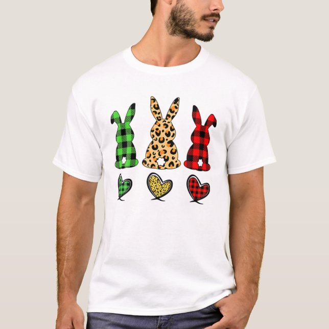 Leopard Påskhare Rabbit Trio Cute Påsk Dag 1 T Shirt (Framsida)