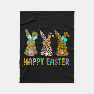 Leopard Påskhare Rabbit Trio Cute Påsk Day Fleecefilt