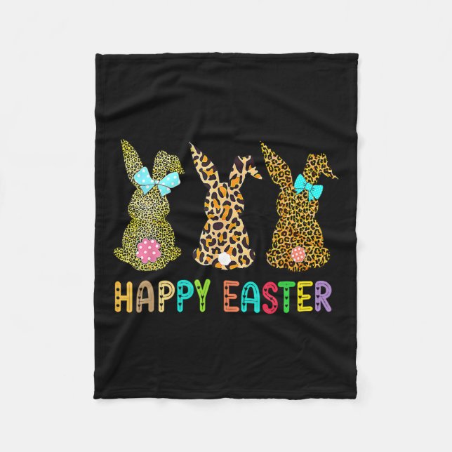 Leopard Påskhare Rabbit Trio Cute Påsk Day Fleecefilt (Framsidan)