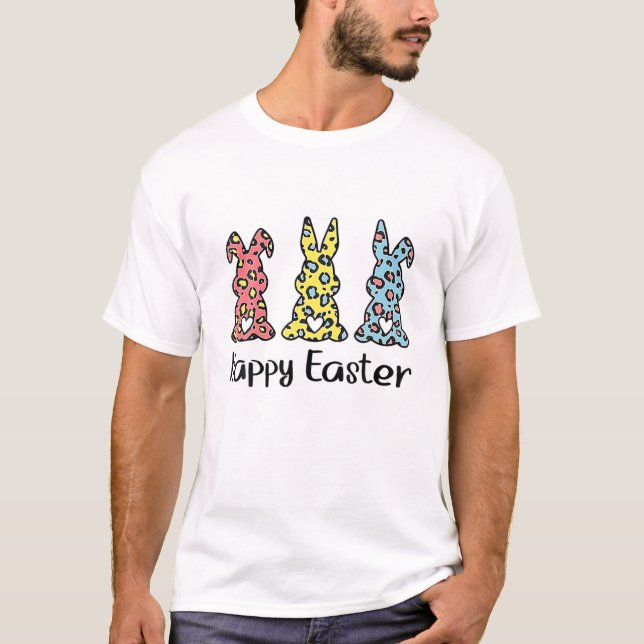 Leopard Påskhare Rabbit Trio Cute Påsk Day T Shirt (Framsida)