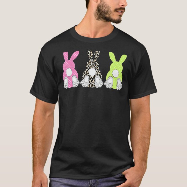 Leopard Påskhare Rabbit Trio Cute Påsk Day T T Shirt (Framsida)