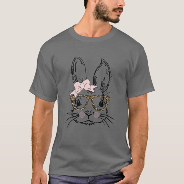 Leopard Påskhare Rabbit Trio Cute Påsk T Shirt (Framsida)