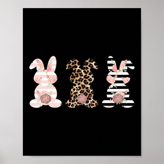 Leopard Påskharen Kanin Trio Söt Påskklänning  Poster (Framsidan)