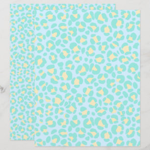 Leopard Pastel Blue Teal Gult