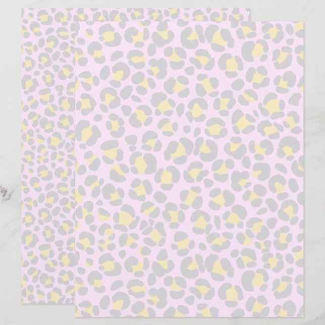 Leopard Pastel Rosa Grått Gult (Fram/baksida)