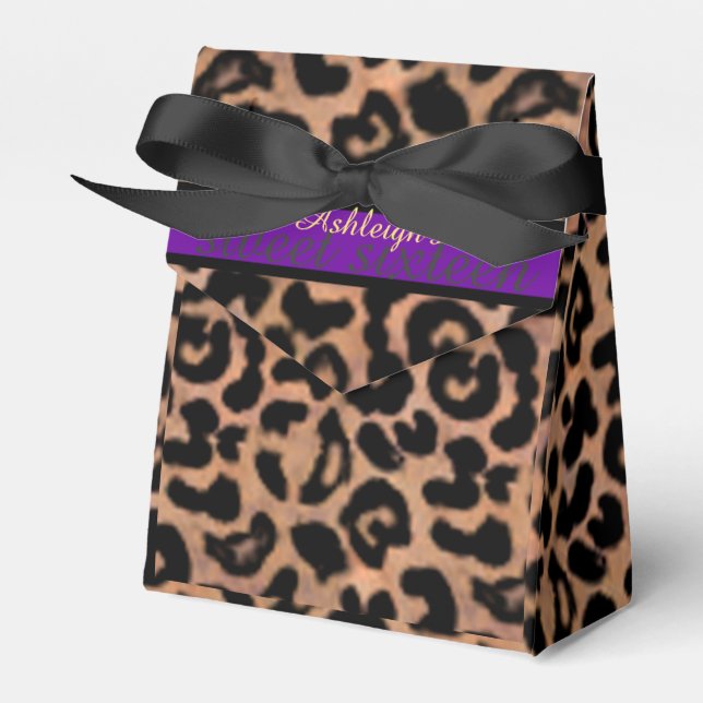 Leopard Patt Lila Rand Sweet 16 Personlig Presentaskar (Framsidan Sidan)