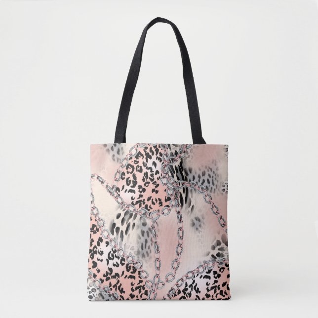 Leopard pattern, flowers, chain, roses tygkasse (Framsida)