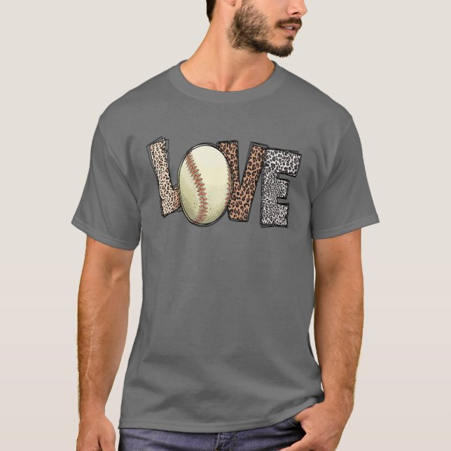 Leopard Pattern Mother's Day For Baseball Lovers W T Shirt (Framsida)