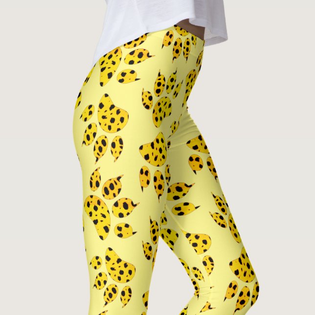 Leopard Paw Skriv ut Mönster Leggings (Skapare uppladdad)