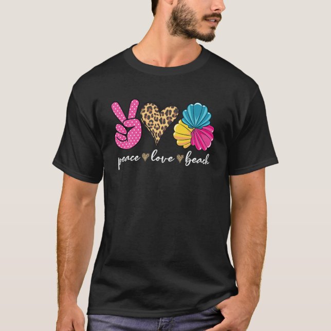 Leopard Peace Kärlek Beach Funny Beach Vibes Somma T Shirt (Framsida)