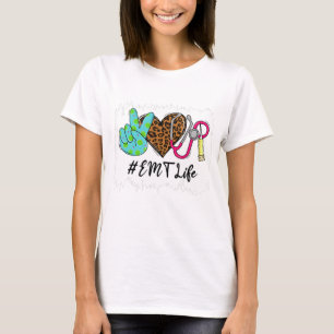 Leopard Peace Kärlek EMT Life Stethoscope School N T Shirt