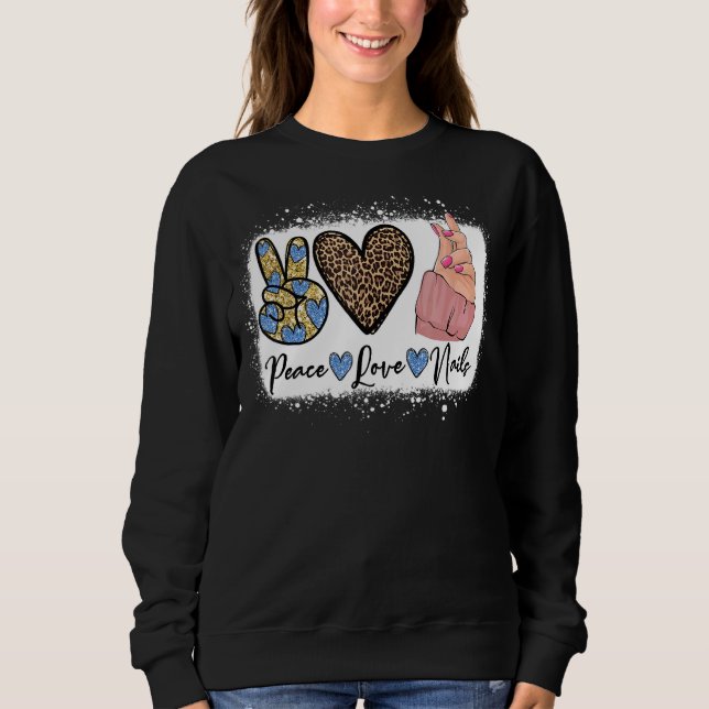 Leopard Peace Kärlek Nagel Chef Nagel Tech Nagel T Shirt (Framsida)