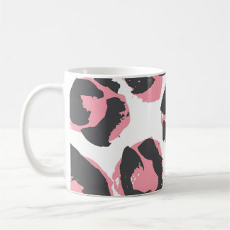 Leopard Pelt: Black Rosa Struktur Kaffemugg