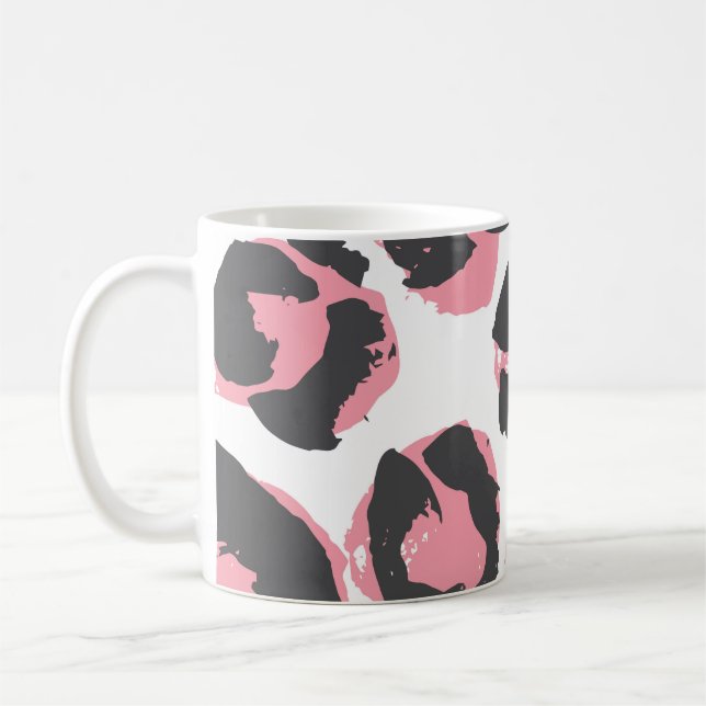 Leopard Pelt: Black Rosa Struktur Kaffemugg (Vänster)
