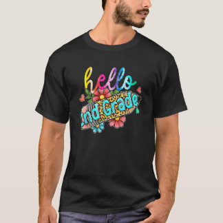 Leopard Pencil Hello 2nd Grade Back To School Kids T Shirt