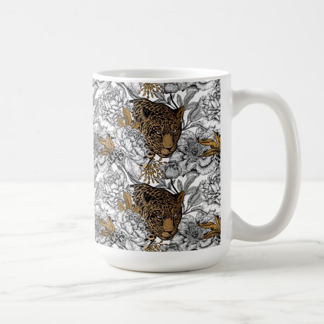 Leopard & Peonies Mönster Kaffemugg (Höger)