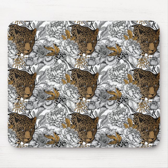 Leopard & Peonies Mönster Musmatta (Framsidan)