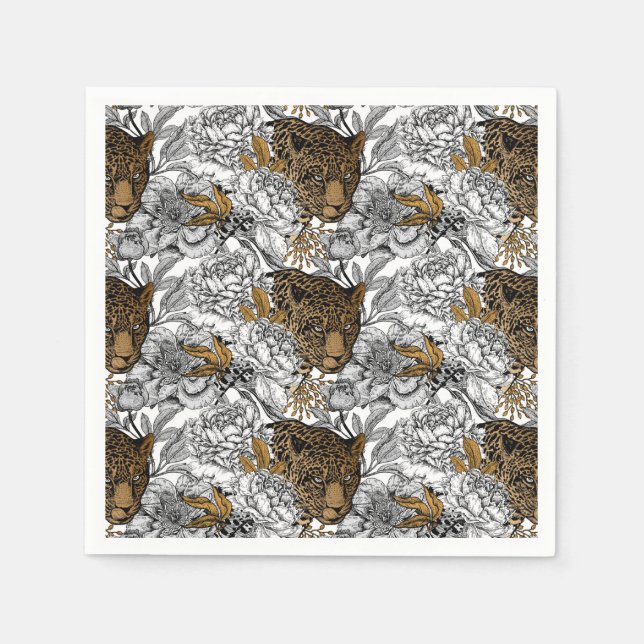 Leopard & Peonies Mönster Pappersservett (Framsidan)
