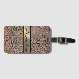 Leopard Personlig glitter Ro Chic  Guld Bagagebricka