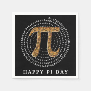 Leopard Pi 3.14 Spiral nummer Lycklig Pi Day Black Pappersservett