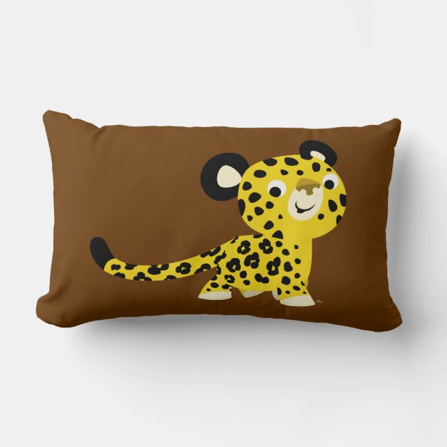 Leopard Pillow, som är värdig mot Tecknaden Lumbarkudde (Framsida)