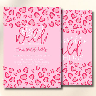 Leopard Pink Birthday Stylish Animal Print Party Inbjudningar