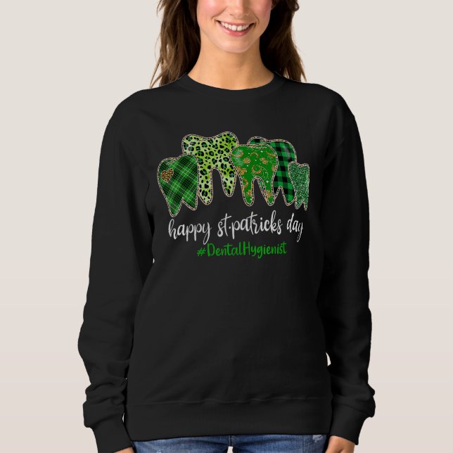 Leopard Plaid Tooth Teeth Dental Hygienist St Patr T Shirt (Framsida)