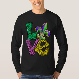 Leopard Play Kärlek med Fleur D Lis Mardi Gras Wom T Shirt
