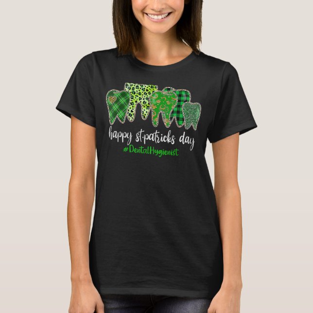 Leopard Play Tooth Teeth Dental Hygienist St Patr T Shirt (Framsida)