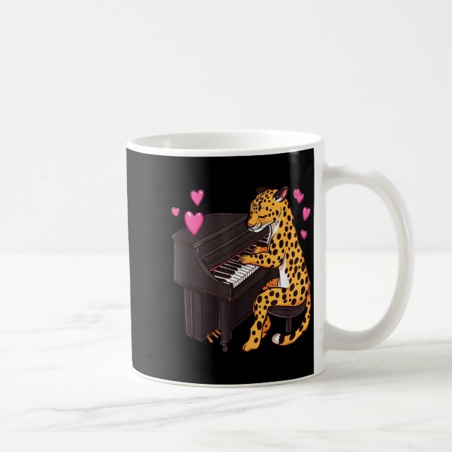 Leopard Playing Ano Valentines Day Funny Leopard  Kaffemugg (Höger)