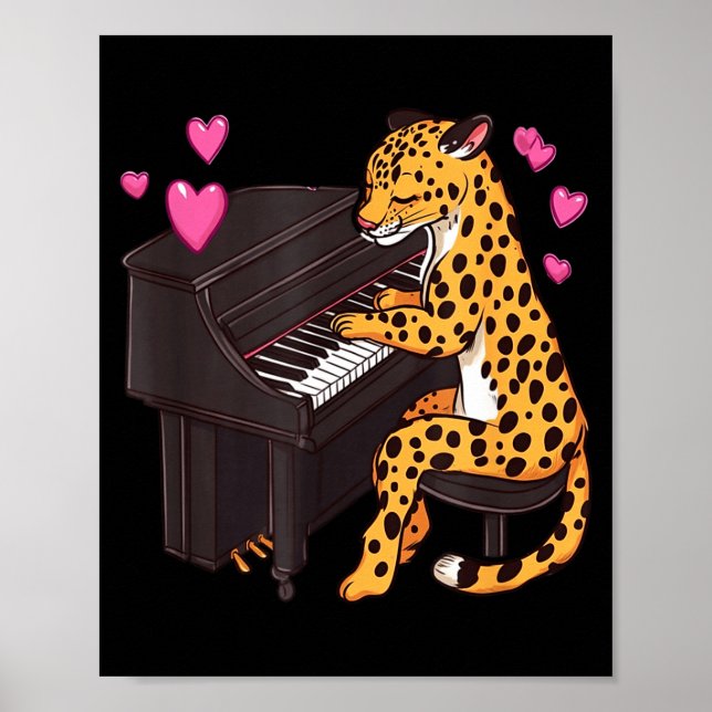 Leopard Playing Ano Valentines Day Funny Leopard  Poster (Framsidan)