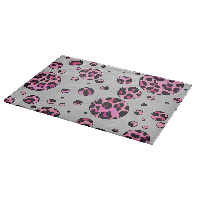 Leopard Polka Dot Black and Shock rosa Print (Hörn)