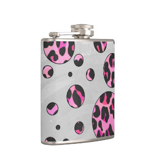 Leopard Polka Dot Black and Shock rosa Print Fickplunta