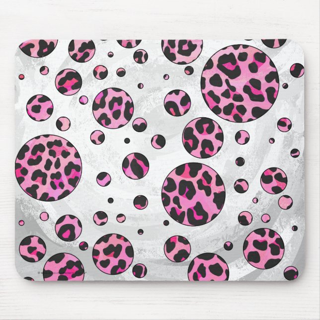 Leopard Polka Dot Black and Shock rosa Print Musmatta (Framsidan)