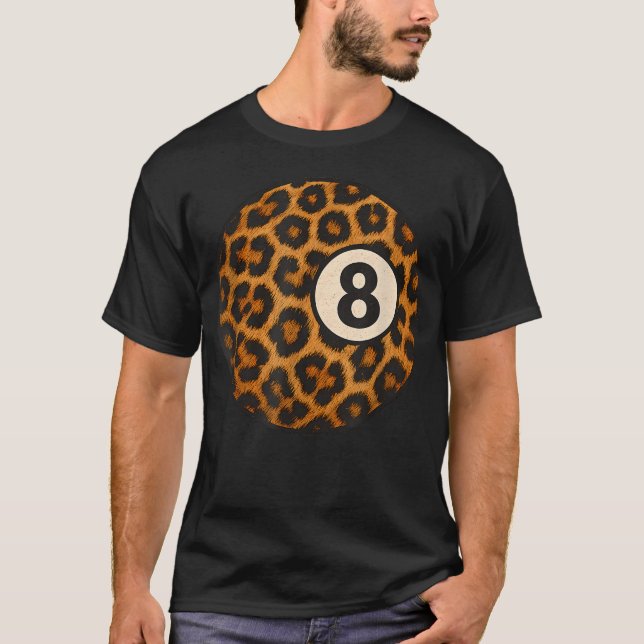 Leopard Pool Åttaboll Rustik Western T Shirt (Framsida)