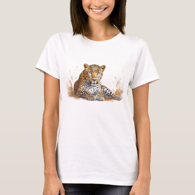 Leopard Porträtt Animal Art T Shirt (Framsida)