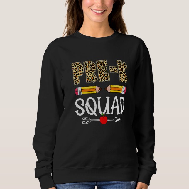 Leopard Pre K Squad First Day Back To School T Shirt (Framsida)