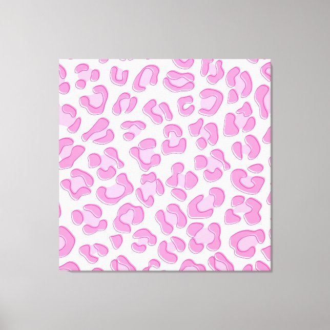 Leopard Preppy Rosa Line Canvastryck (Framsida)